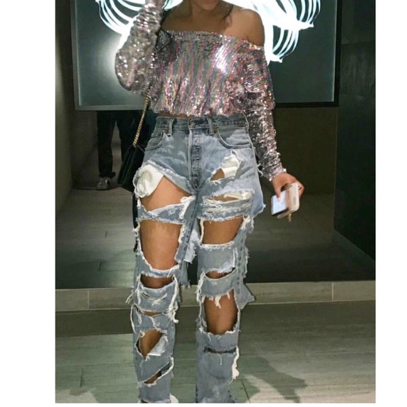 7 of All ManKind Destroyed Distressed Denim Size32 - Picture 1 of 6